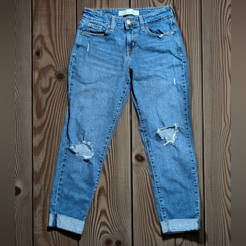 Levi's Signature Gold Boyfriend Blue Denim Jeans Distressed Stressed Size 3-W26
